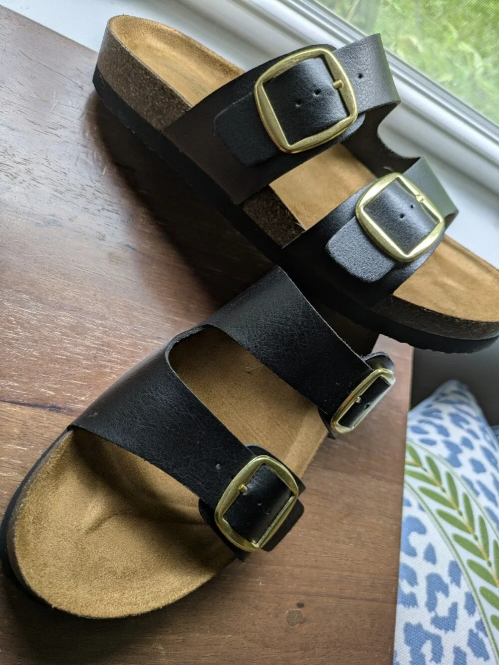 Double-Buckle Cork Footbed Sandals